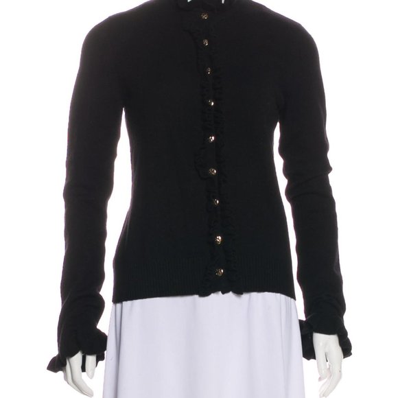 Tory Burch Cashmere Denueve Cardigan w/ gold buttons - Picture 7 of 9